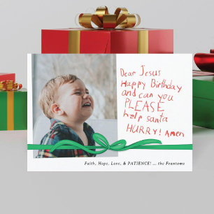 "Lieber Jesus" Red Crayon Note Foto Weihnachtskart