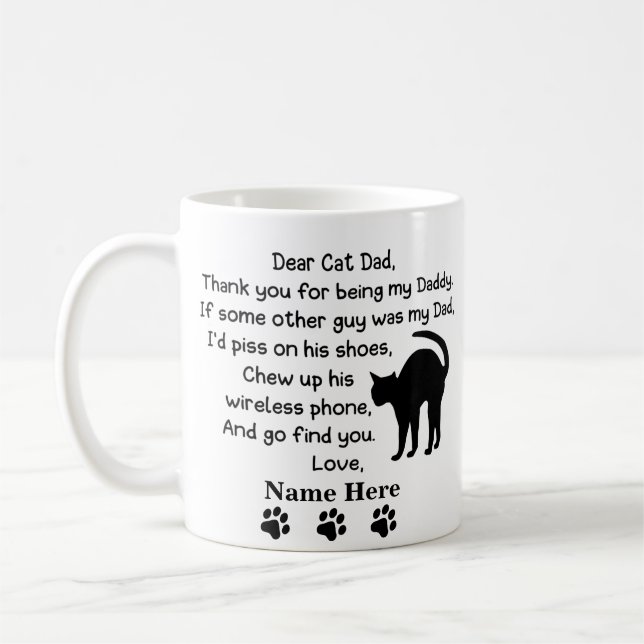 Lieber Katze Vater mit Individuelle Name Kaffee Ta Kaffeetasse (Links)
