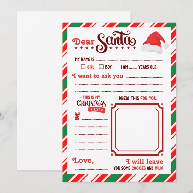 „Lieber Nikolaus“ Brief  Einladung (Vorne/Hinten)