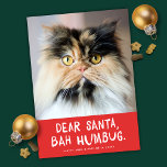 Lieber Santa Bah Humbug Funny Pet Foto Feiertagskarte<br><div class="desc">Diese lustige Begleiter-Urlaubsfotokarte enthält den Gruß "Lieber Weihnachten, Bah Humbug" mit einem fast quadratischen Foto. Die Farben sind rot und weiß, können aber in allen Farben oder Ihrer Wahl geändert werden (auch der Gruß). Es ist das perfekte Design für jeden Liebhaber von Haustieren! Es funktioniert sehr gut mit einem farbigen...</div>