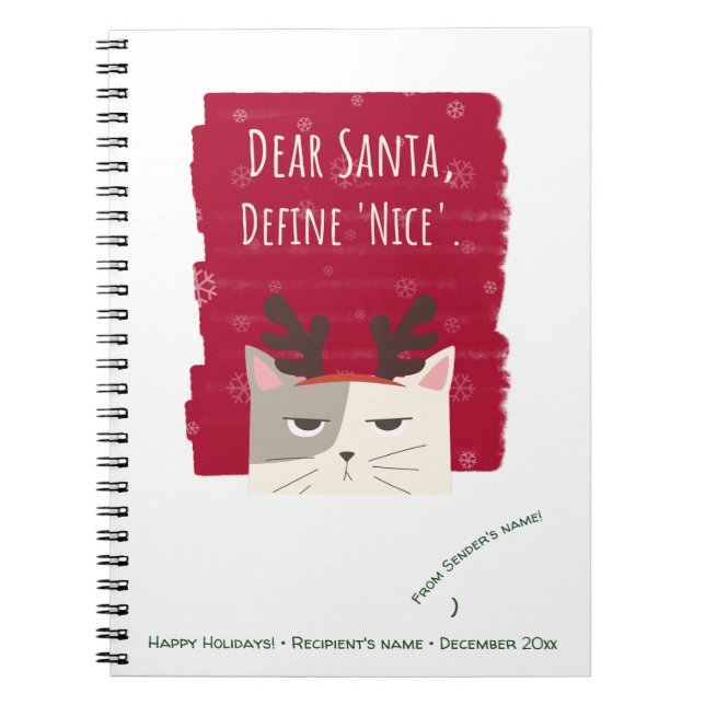 Lieber Santa Definition Nice Funny Niedliche Weihn Notizblock (Vorderseite)