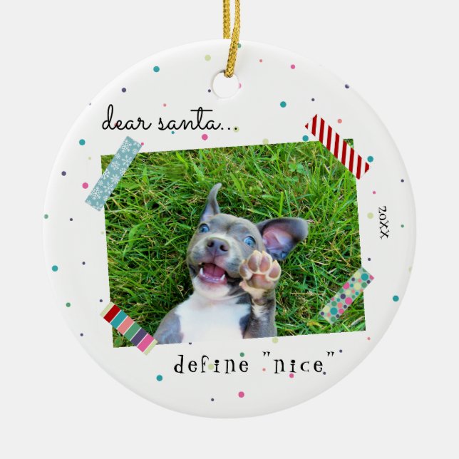 Lieber Santa Definition Nice Puppy Dog Weihnachten Keramik Ornament (Vorne)