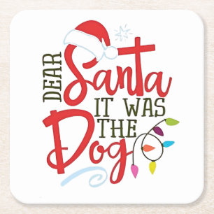 Lieber Santa, es war der Hund, lustig  Rechteckiger Pappuntersetzer