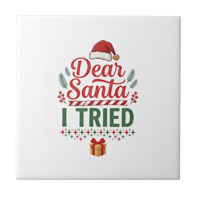 Lieber Santa hat Weihnachtsmütze Geschenkbox auspr Fliese (Vorderseite)