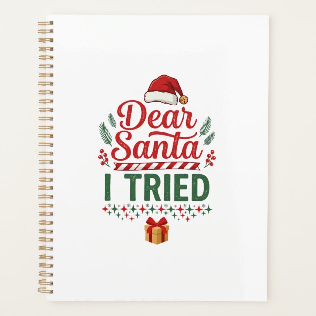 Lieber Santa hat Weihnachtsmütze Geschenkbox auspr Planer (Vorderseite)