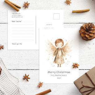 Lieber Santa Letter Beige Boho Baby Angel Postkarte