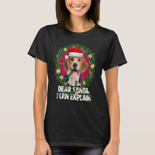 Lieber Santa Niedlich Beagle Welpe Naughty für Wei T-Shirt