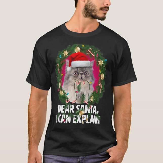 Lieber Santa Niedlich Gray Persian Cat Naughty für T-Shirt (Vorderseite)