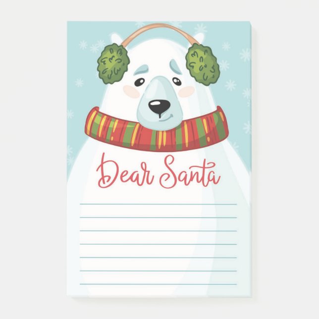Lieber Santa Polar Bären nach dem Ausscheiden Post-it Klebezettel (Vorderseite)