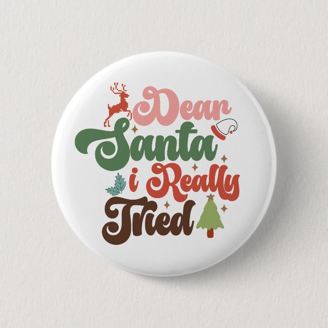 Lieber Santa Retro Groovy Weihnachtsfeiertage Button (Vorderseite)