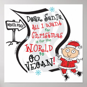 Lieber Santa Vegan Wish Poster