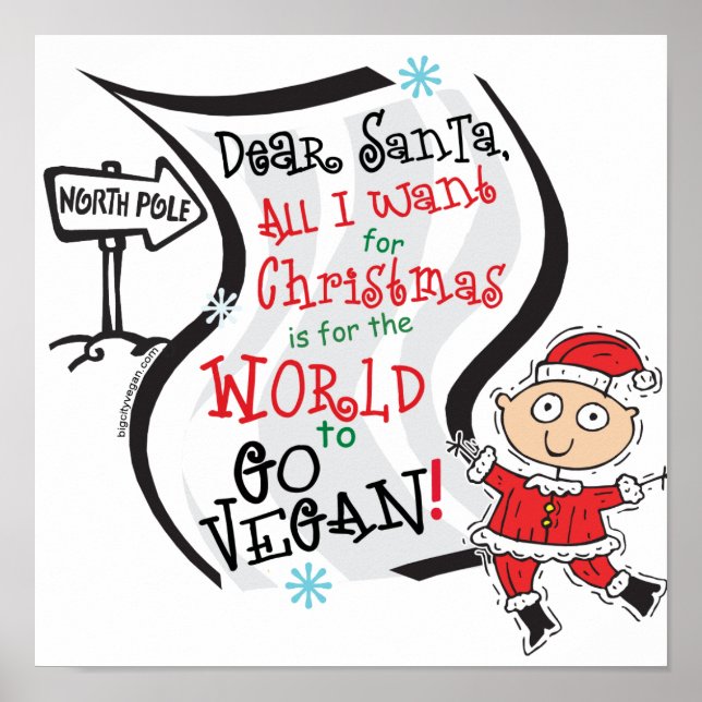 Lieber Santa Vegan Wish Poster (Vorne)