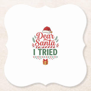 Lieber Santa versuchte Weihnachtsmütze Geschenkbox Untersetzer