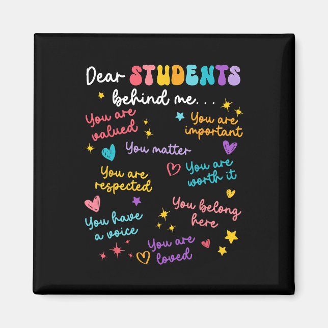 Lieber Schüler hinter mir Zurück zur Schule Lehrer Magnet (Vorne)