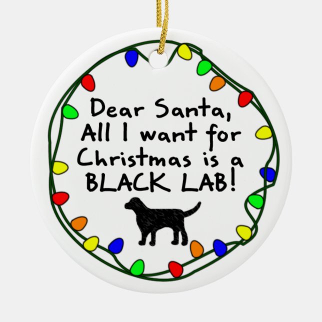 Lieber schwarzer Labrador Sankt Keramikornament (Vorne)