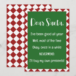 Lieber Weihnachten Ich kaufe mein eigenes Zeug Wei Karte