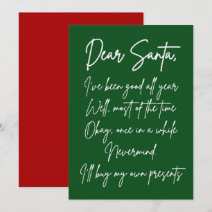 Lieber Weihnachten Ich kaufe mein eigenes Zeug Wei Karte