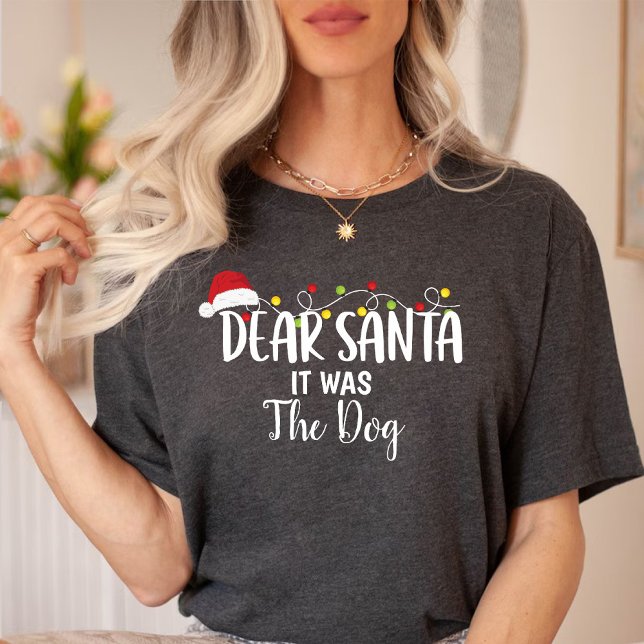 Lieber Weihnachten war es der Hund Weihnachten sch T-Shirt (Dear Santa It Was the Dog Funny Christmas Black T-Shirt)