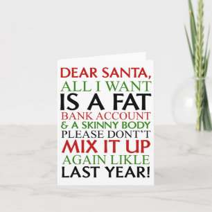 Lieber Weihnachtsmann, alles was ich will, ist ein Karte