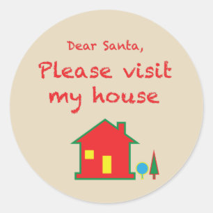 Lieber Weihnachtsmann Besuchen Sie bitte mein Haus Runder Aufkleber
