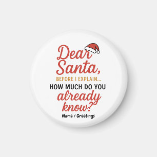 Lieber Weihnachtsmann, bevor ich ein lustiges Weih Magnet