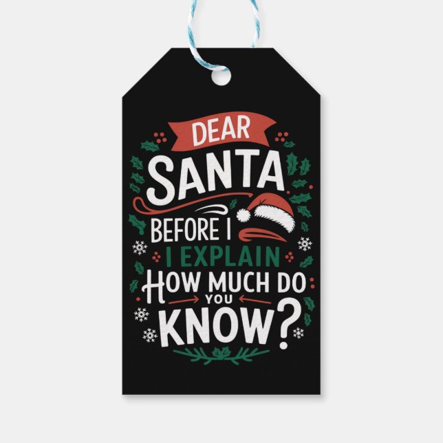 Lieber Weihnachtsmann, bevor ich erkläre, wie viel Geschenkanhänger (Rückseite)
