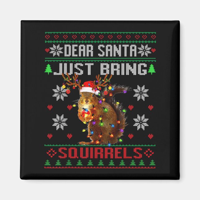 Lieber Weihnachtsmann Bring einfach Eichhörnchen W Magnet (Vorne)