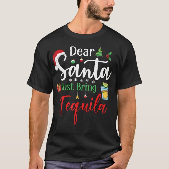 Lieber Weihnachtsmann Bring Tequila Funny Drinking T-Shirt (Vorderseite)