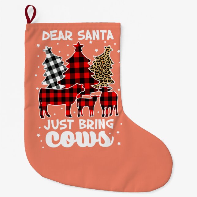 Lieber Weihnachtsmann bringen Kühe Weihnachtsbüffe Großer Weihnachtsstrumpf (Vorderseite)