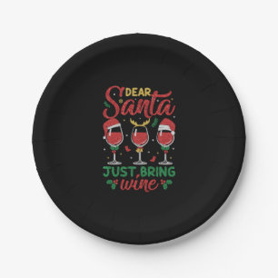 Lieber Weihnachtsmann bringen Wein Pappteller