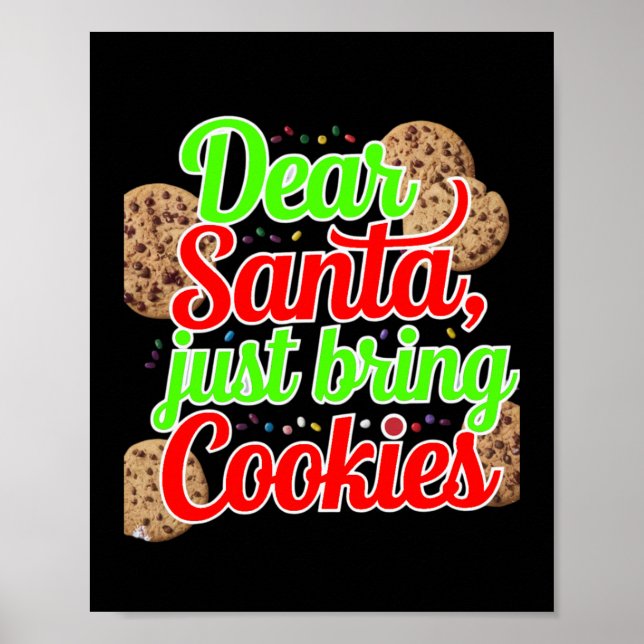Lieber Weihnachtsmann bringt nur Cookies, digitale Poster (Vorne)