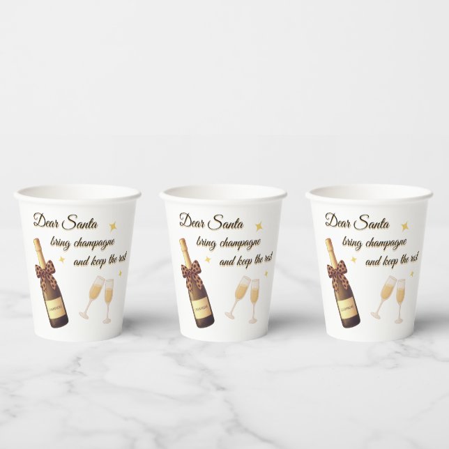 Lieber Weihnachtsmann Champagner-Design Pappbecher (Multi)