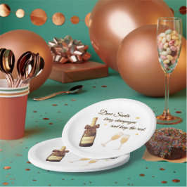 Lieber Weihnachtsmann Champagner Design Pappteller