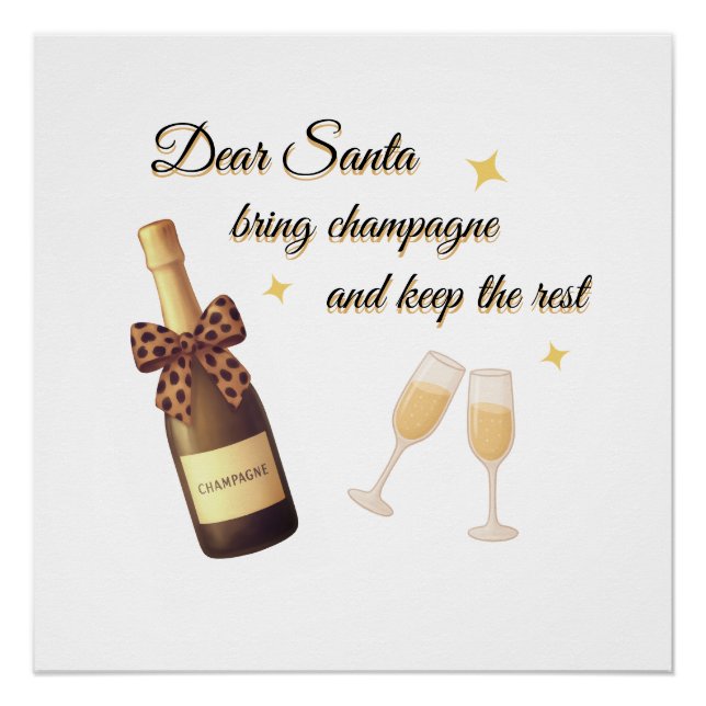 Lieber Weihnachtsmann Champagner Design Poster (Vorderseite)