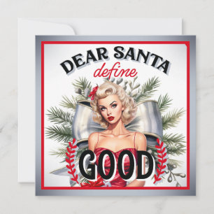 Lieber Weihnachtsmann Definiere Gute Retro Pinup Feiertagskarte