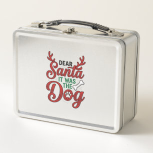 Lieber Weihnachtsmann, es war das Hund Weihnachts- Metall Brotdose