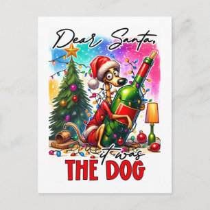 Lieber Weihnachtsmann, es war der Hund – Lustiger Postkarte