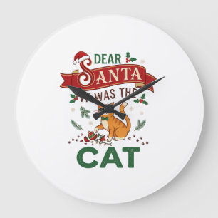 Lieber Weihnachtsmann Es War Katze Orange Weihnach Große Wanduhr