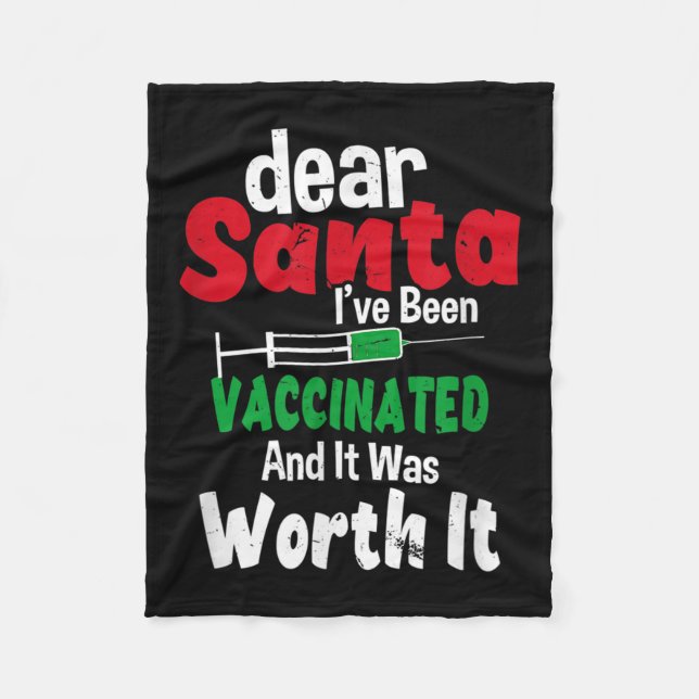 Lieber Weihnachtsmann, ich bin geimpft worden und  Fleecedecke (Vorderseite)