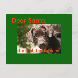 Lieber Weihnachtsmann, ich habe alle Kekse gegesse Feiertagspostkarte