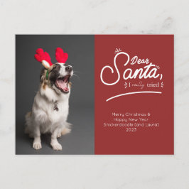 Lieber Weihnachtsmann, ich habe wirklich versucht, Feiertagspostkarte