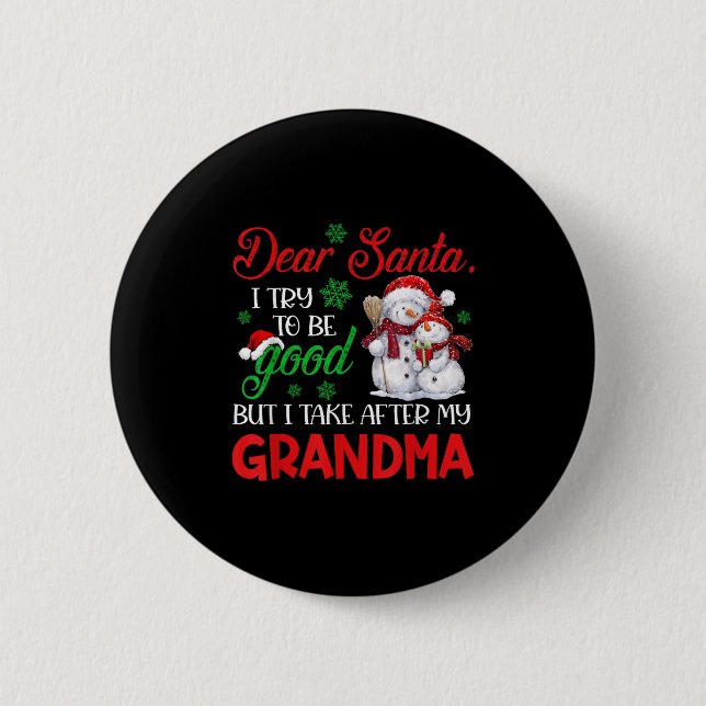 Lieber Weihnachtsmann, ich versuche brav zu sein,  Button (Vorderseite)