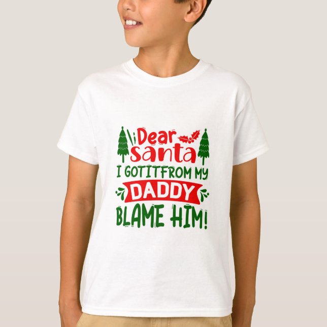 Lieber Weihnachtsmann, mein Papa Weihnachtsangebot T-Shirt (Vorderseite)