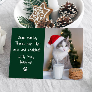 Lieber Weihnachtsmann Milch und Kekse Grüne Tier-F Feiertagskarte