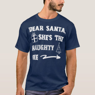 Lieber Weihnachtsmann schaut den scheußlichen T-Shirt