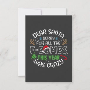 Lieber Weihnachtsmann, sorry für alle lustigen Wei Mitteilungskarte
