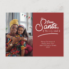 Lieber Weihnachtsmann, wir haben Foto wirklich ver Feiertagspostkarte