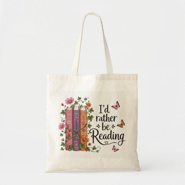 Lieber würde ich alte Bücher lesen - Efeu-Kunst Tragetasche (Vorne)