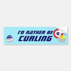 Lieber würde ich Curling machen Spaßiger Eissport Autoaufkleber