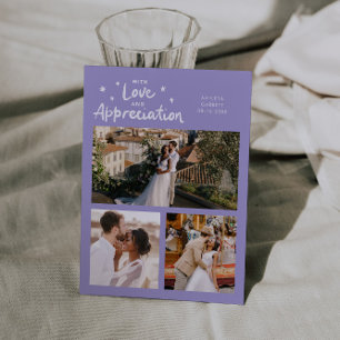 Liebes Dankeschön Hochzeit Multi Foto Lila Dankeskarte